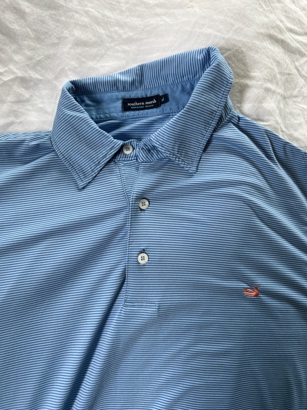 Southern Marsh Light Blue Micro-Stripe Polo
